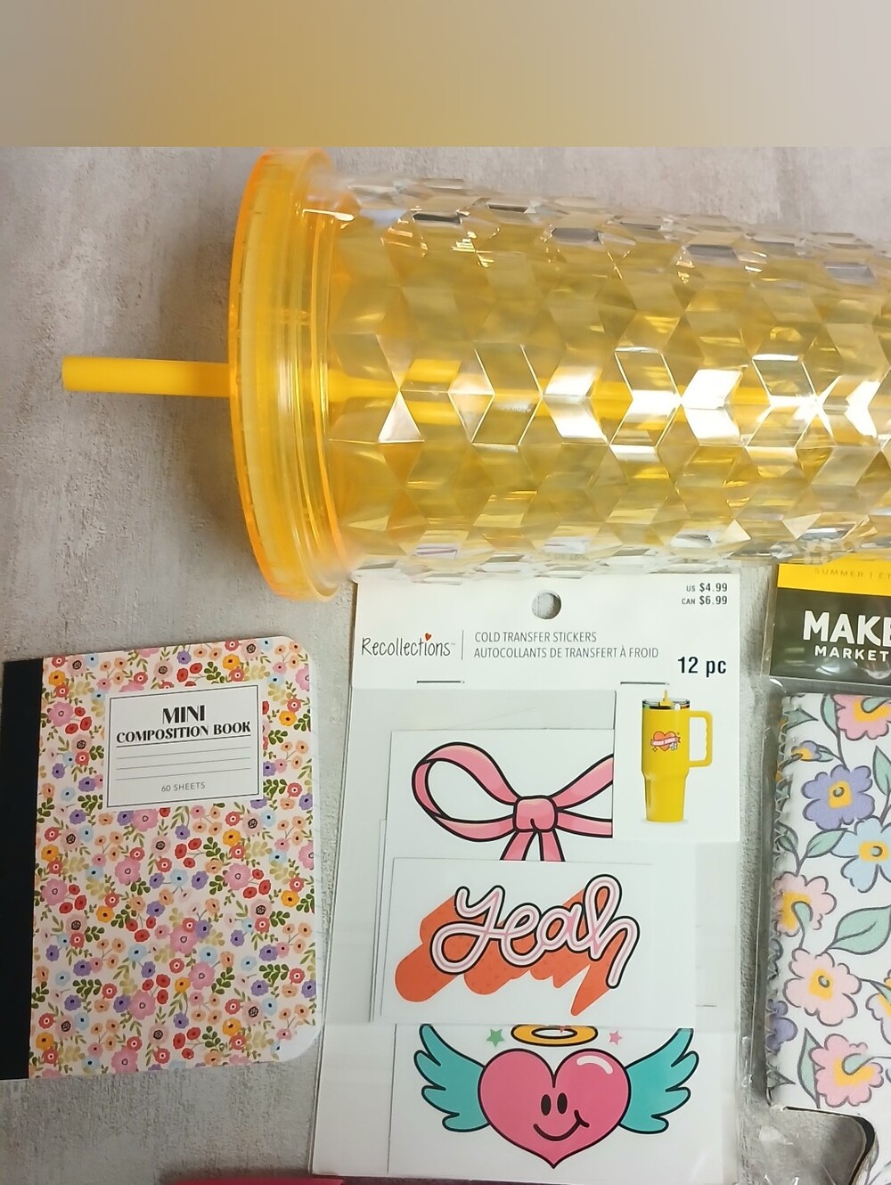 Yellow Textured Tumbler Set